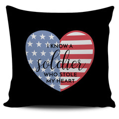 Flag Soldier - Black Cursive Pillow Cover - Stole my heart