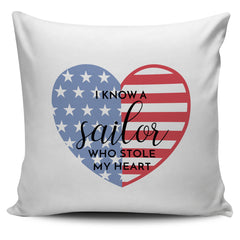 Flag Sailor White Cursive Pillow Cover - Stole my heart