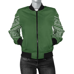 Women's Classic Green on Green Bandana Sleeved Bomber Jacket
