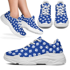 Paw Print Blue Chunky Sneakers (White)