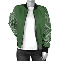 Women's Classic Green on Green Bandana Sleeved Bomber Jacket