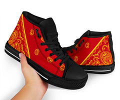 No Box Red and God Bandana High Top Sneakers