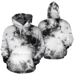 Black and White Tie Dye Pullover Hoodies