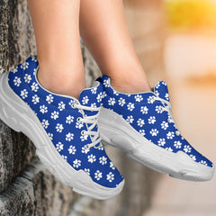 Paw Print Blue Chunky Sneakers (White)