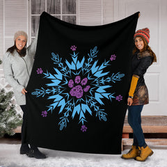 Paw Snowflake Blanket Black