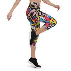 Colorful Ethnic Design Capri Leggings