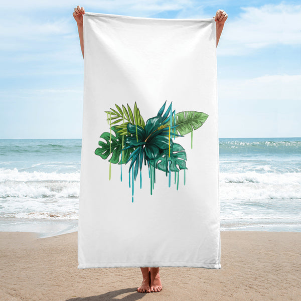 Green Flower Beach Towel